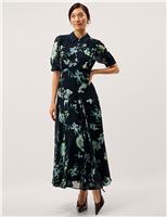 Floral Button Front Midi Tea Dress