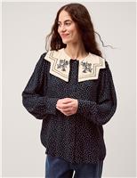 Polka Dot Collared Top