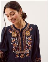 Embroidered Midi Smock Dress
