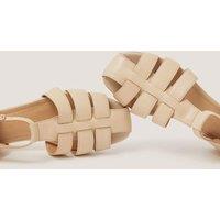 Monsoon Leather Metallic Fisherman Sandals Ivory