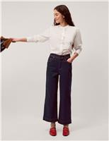 Monsoon High Waisted Wide Leg Cropped Jeans Indigo