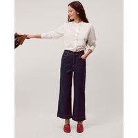 Monsoon High Waisted Wide Leg Cropped Jeans Indigo
