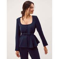 Monsoon Belted Jacket Blue Mix