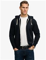 Superdry & Co Cotton Rich Logo Embroidery Zip Up Hoodie Navy