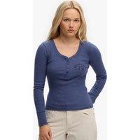 Superdry & Co Athletic Button Down Long Sleeve Top Navy