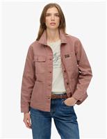 Pure Cotton Collared Relaxed Utility Jacket