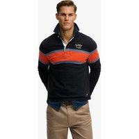 Superdry & Co Pure Cotton Striped Funnel Neck Rugby Top Navy Mix