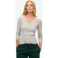 Superdry & Co Athletic Button Down Long Sleeve Top Light Grey