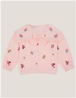 Pure Cotton Floral Broderie Bow Sweatshirt (3-13 Yrs)