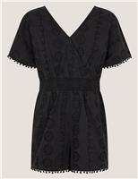 Pure Cotton Broderie Playsuit (7-15 Yrs)
