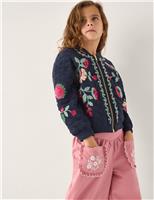 Floral Embroidered Quilted Bomber Jacket (3-15 Yrs)