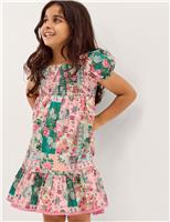 Pure Cotton Floral Shirred Tiered Dress (3-13 Yrs)