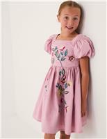 Pure Cotton Floral Embroidered Dress (3-14 Yrs)