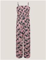 Pure Cotton Palm Print Jumpsuit (7-15 Yrs)