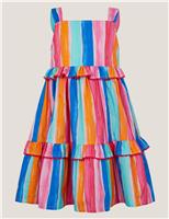 Pure Cotton Striped Tiered Dress (2-13 Yrs)