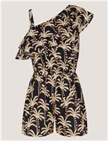 Pure Cotton Palm Print Playsuit (7-15 Yrs)