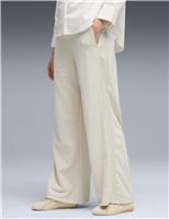 Puma Comfort Cotton Blend Wide Leg Joggers Ivory
