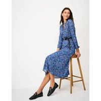 Crew Clothing Floral Midi Shirt Dress Mid Blue