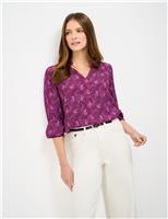 Crew Clothing Floral Notch Neck Popover Blouse Purple Mix