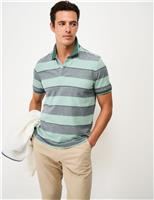 Crew Clothing Pure Cotton Striped Polo Shirt Light Green