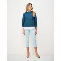 Crew Clothing Cotton Rich Tapered Cropped Chinos Aqua