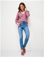 Cotton Rich Cable Knit V-Neck Jumper