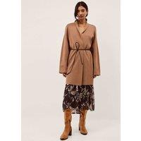 Monsoon Shawl Collar Tie Waist Longline Cardigan Camel