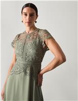 Lace Round Neck Maxi Skater Dress