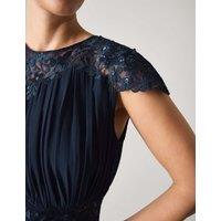 Monsoon Chiffon Lace Maxi Dress Navy