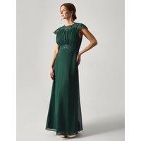 Monsoon Chiffon Lace Maxi Dress Dark Green