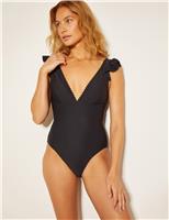 Padded Ruffle V-Neck Swimsuit