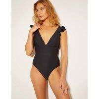 Monsoon Padded Ruffle V-Neck Swimsuit Black