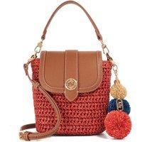 Dune London Raffia Top Handle Cross Body Bag Red