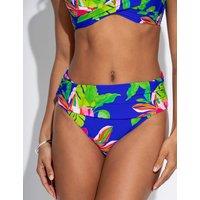 Pour Moi Free Spirit Floral Roll Top Bikini Bottoms Blue Mix