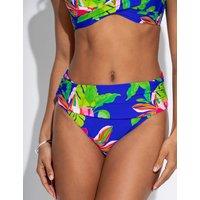 Pour Moi Free Spirit Floral Roll Top Bikini Bottoms Blue Mix