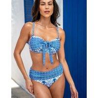 Pour Moi St Lucia Floral Roll Top Bikini Bottoms Blue Mix