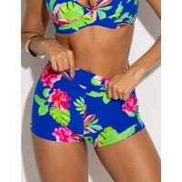 Pour Moi Free Spirit Floral High Waisted Swim Shorts Blue Mix