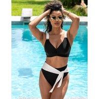 Pour Moi Acapulco High Waist Belted Bikini Bottoms White/Black