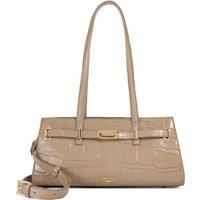Dune London Faux Leather Croc Effect Shoulder Tote Bag Beige
