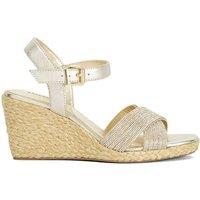 Dune London Embellished Cross Strap Wedge Sandals Gold