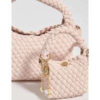 Dune London Faux Leather Woven Bag Charm Blush