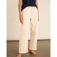 BAUKJEN Mid Rise Straight Leg Turn Up Jeans Ecru