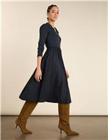 Pure Cotton Midi Waisted Dress