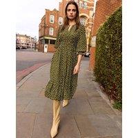 BAUKJEN Animal Print Midi Skater Dress Olive