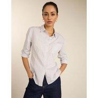 BAUKJEN Pure Cotton Striped Waisted Shirt Blue Mix