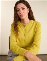 BAUKJEN Pure Cotton Textured Crew Neck Cardigan Green