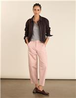 BAUKJEN High Waisted Cargo Barrel Leg Jeans Light Pink