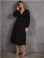 Jersey V-Neck Midi Wrap Dress