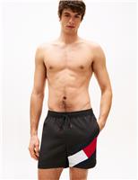 Pocketed Signature Flag Swim Shorts