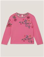 Pure Cotton Floral Embroidered Top (3-13 Yrs)